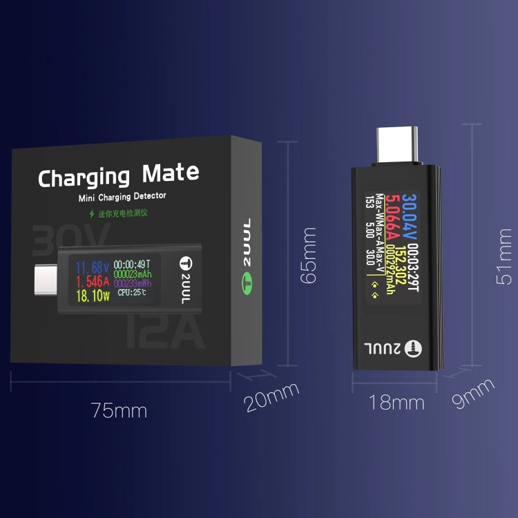 2UUL Charging Mate Type-C Mini Charging Detector with Bidirectional Current Test, Charging Detector