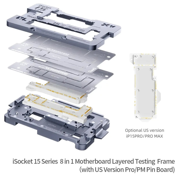 QianLi iSocket Series 8 in 1 Motherboard Layered Test Stand For iPhone 15 Series, QianLi iSocket Series For iPhone 15 Series