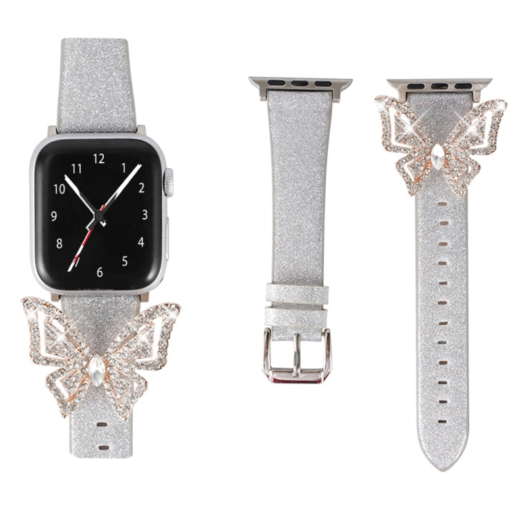 Bowknot Glitter Diamond Replacement Strap Watchband, For Apple Watch 5 & 4 44mm / 3 & 2 & 1 42mm, For Apple Watch Series 8&7 41mm / SE 2&6&SE&5&4 40mm / 3&2&1 38mm