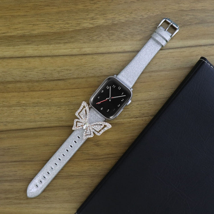 Bowknot Glitter Diamond Replacement Strap Watchband, For Apple Watch 5 & 4 44mm / 3 & 2 & 1 42mm, For Apple Watch Series 8&7 41mm / SE 2&6&SE&5&4 40mm / 3&2&1 38mm