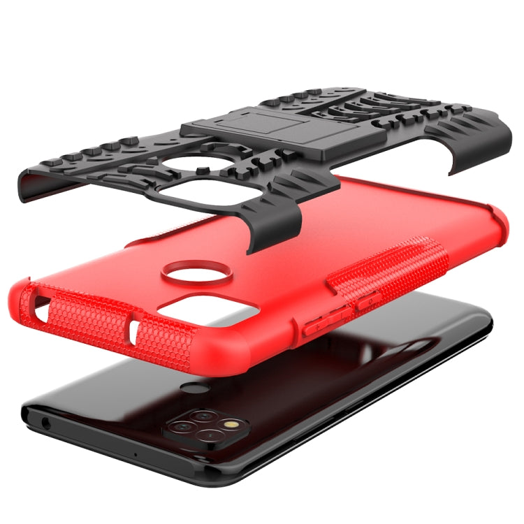 Tire Texture Shockproof TPU + PC Protective Case with Holder, For Xiaomi Redmi 9C