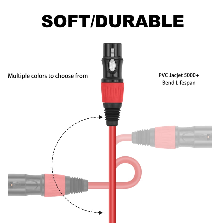 JC1015 XLR 3pin Male to Female Audio Cable, 1m, 1.8m, 3m, 5m, 10m