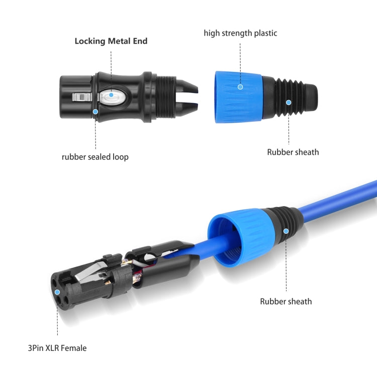6 Color / Set JC1015 XLR 3pin Male to Female Audio Cable, 1m, 1.8m