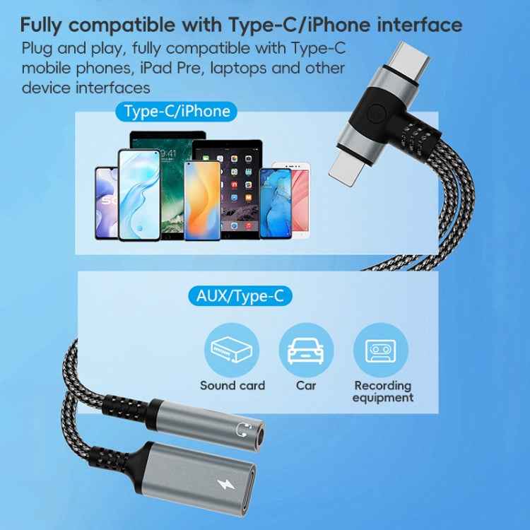 4 in 1 8 Pin / Type-C to Type-C, 3.5mm Audio Adapter Cable