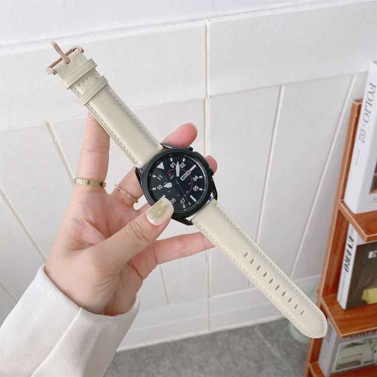 Genuine Leather Silver Buckle Replacement Strap Watchband, For Samsung Galaxy Watch3 45mm, For Samsung Galaxy Watch3 41mm