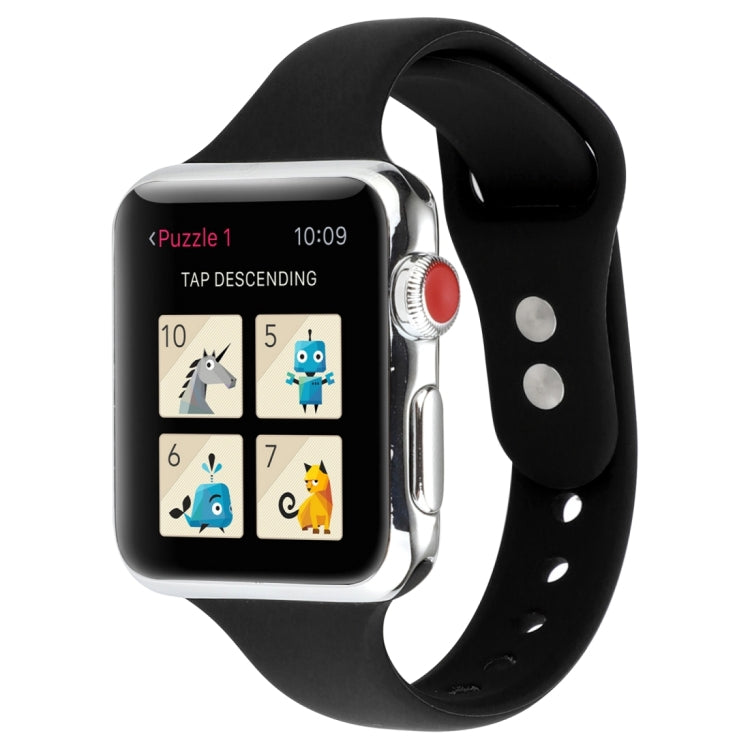 Thin Silicone Double Buckle Replacement Wrist Strap, For Apple Watch 5 & 4 44mm / 3 & 2 & 1 42mm