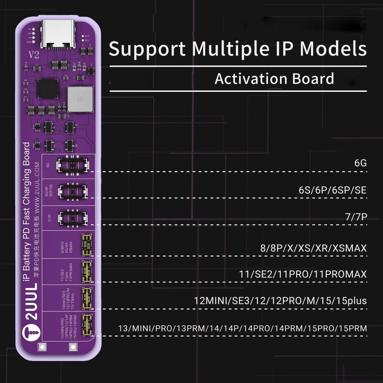2UUL BT01 PD Fast Charging No-Disassembly Battery Activation Board for iPhone 6 to 15 Pro Max, BT01
