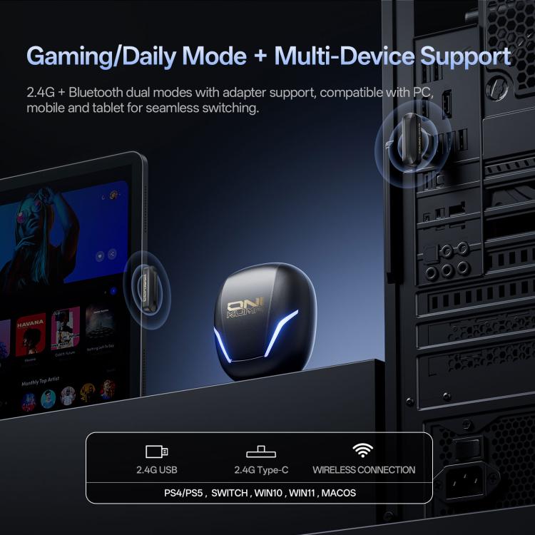 ONIKUMA T27 Dual Mode Cool Wireless Bluetooth Earphone, T27