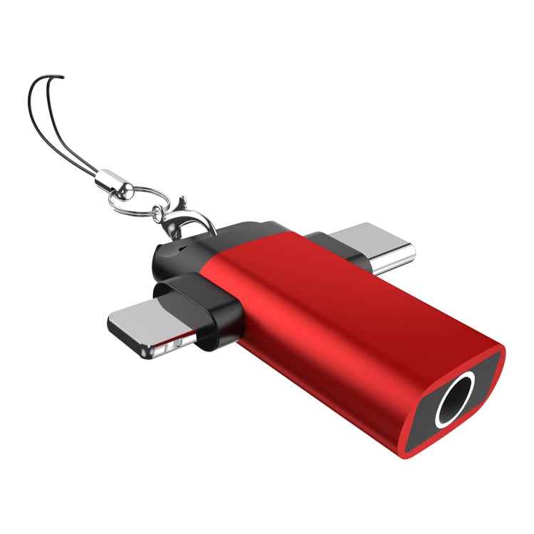 Classic Style Type-C and 8 Pin to 3.5mm Audio Adapter with Lanyard