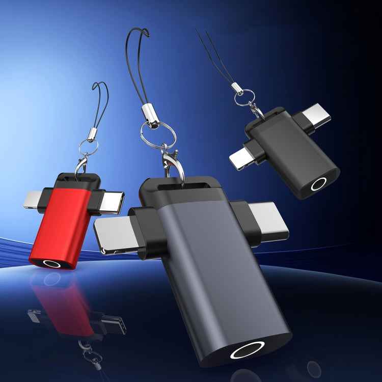 Classic Style Type-C and 8 Pin to 3.5mm Audio Adapter with Lanyard