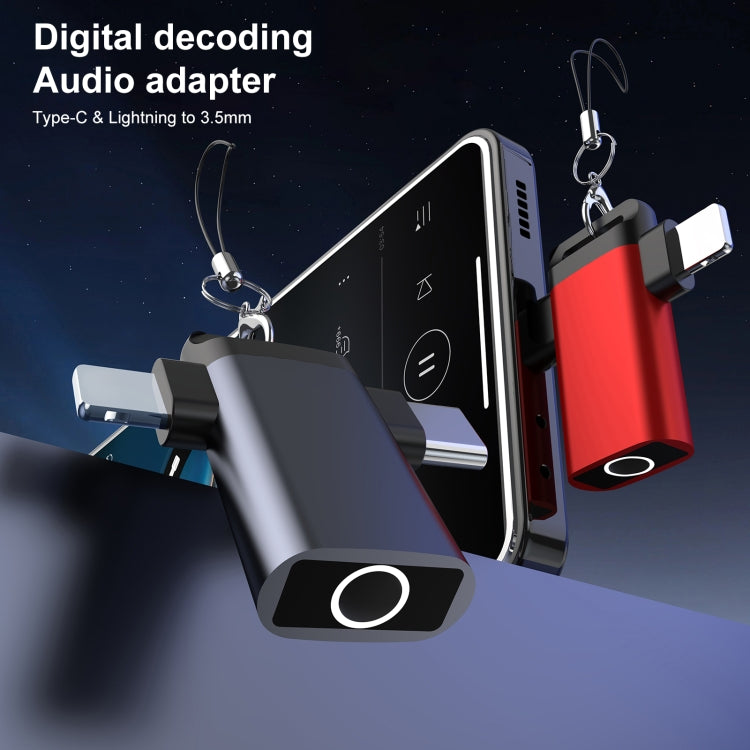 Classic Style Type-C and 8 Pin to 3.5mm Audio Adapter with Lanyard