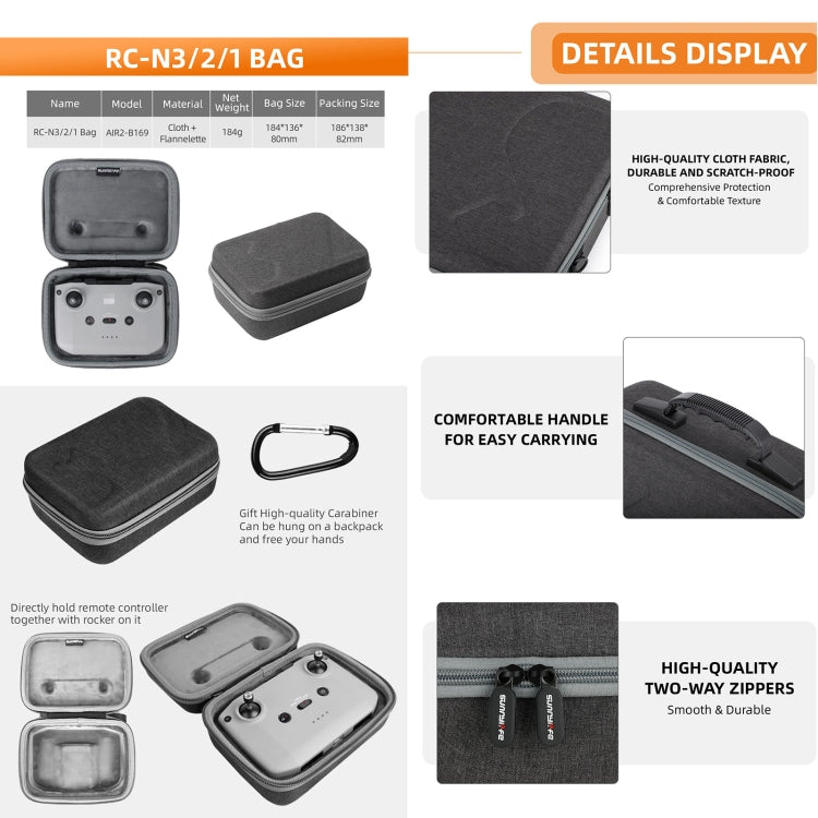 Sunnylife Carrying Case Bag, B657 For DJI RC 2 / 1 Control Bag, A3-B658 Drone Body Bag, A3-B659 Simplified Bag, A3-B660 Batteries Bag