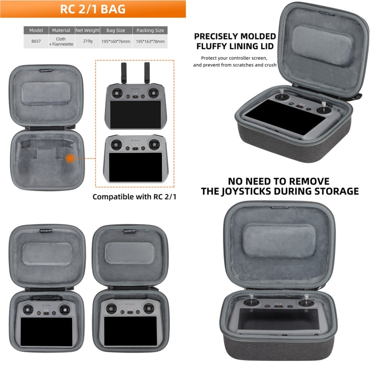 Sunnylife Carrying Case Bag, B657 For DJI RC 2 / 1 Control Bag, A3-B658 Drone Body Bag, A3-B659 Simplified Bag, A3-B660 Batteries Bag