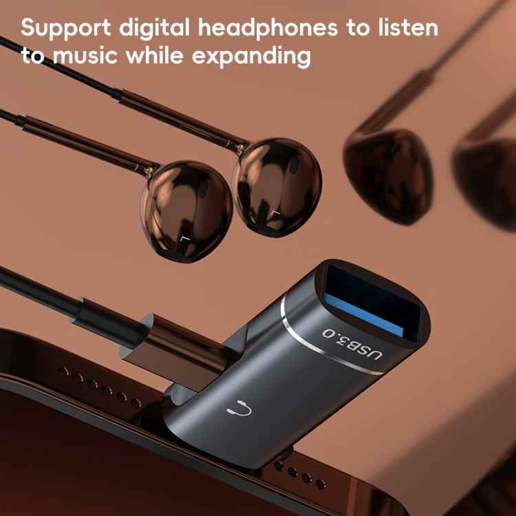 2 in 1 8 Pin to USB and Type-C Earphone Adapter