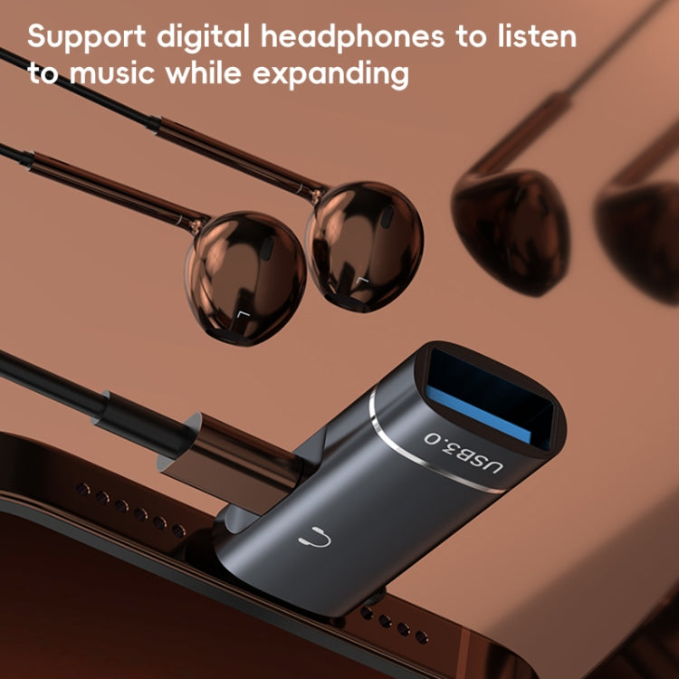 2 in 1 8 Pin to USB and Type-C Earphone Adapter