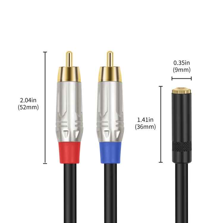 3.5mm 1/8 TRS Stereo Female to Dual RCA Male Y-type Audio Cable, 3.5mm F to 2 RCA