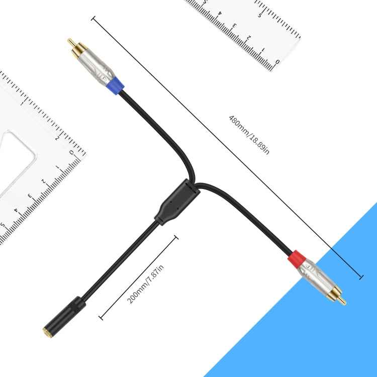 3.5mm 1/8 TRS Stereo Female to Dual RCA Male Y-type Audio Cable, 3.5mm F to 2 RCA