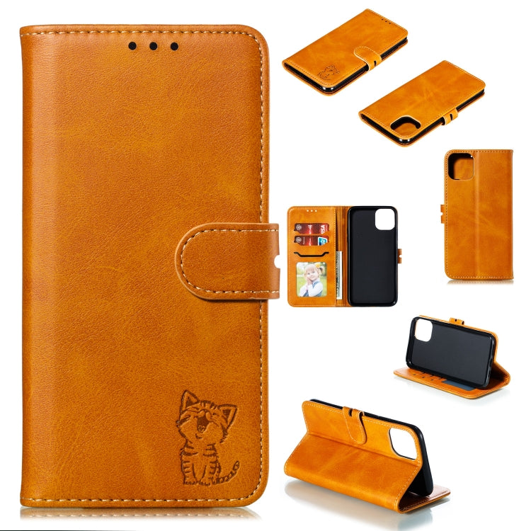 Embossed Happy Cat Pattern Horizontal Flip Leather Case with Holder & Card Slots & Wallet & Photo Frame, For Samsung Galaxy A21s, For Samsung Galaxy A71 5G, For Samsung Galaxy Note20, For Samsung Galaxy Note20 Ultra, For iPhone 12 mini                 ...
