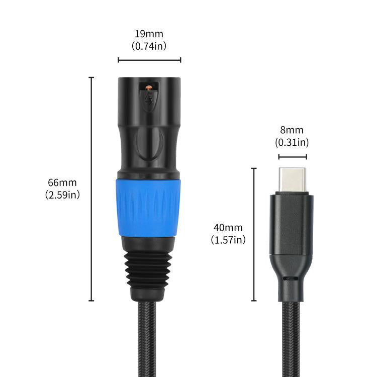 TY015 Type-C Male to XLR Male Stereo Output Audio Cable, 1m, 2m, 3m