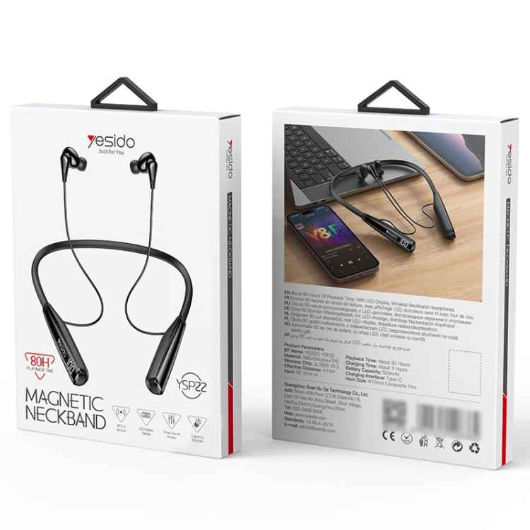 Yesido YSP22 Digital Display Magnetic Neckband Bluetooth Earphone