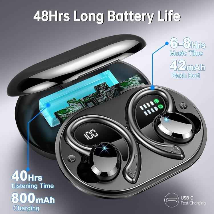 Q38 Ear-mounted LED Digital Display Wireless Bluetooth Earphone