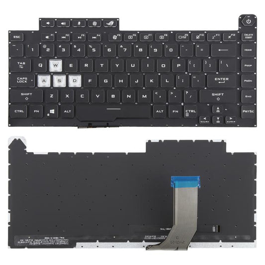 US Version Colorful 16 Pin Backlit Laptop Keyboard for Asus ROG Strix Scar G512 G512LV G512LW G512LI, G512 (Transparent keycaps)