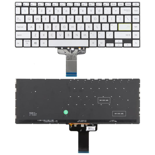 US Version Backlit Laptop Keyboard for Asus VivoBook S14 X421 X421DA X421UA X421EP X421EQ X421JQ X421FP X421FF X421FL, X421 (Silver)