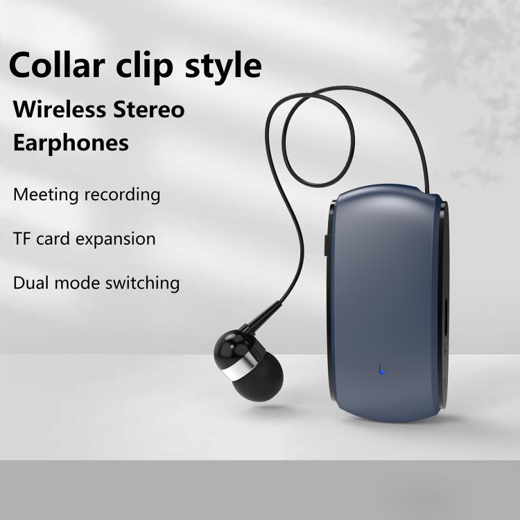 K68 Card Business Collar Clip Type Single Ear Bluetooth Earphones