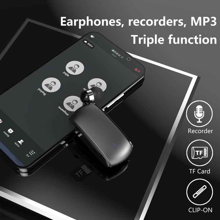 K68 Card Business Collar Clip Type Single Ear Bluetooth Earphones