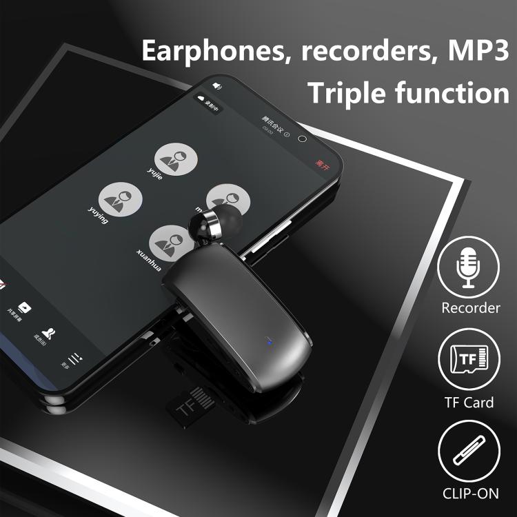 K68 Card Business Collar Clip Type Single Ear Bluetooth Earphones
