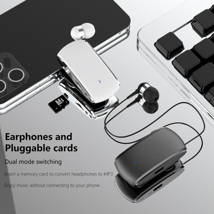K68 Card Business Collar Clip Type Single Ear Bluetooth Earphones