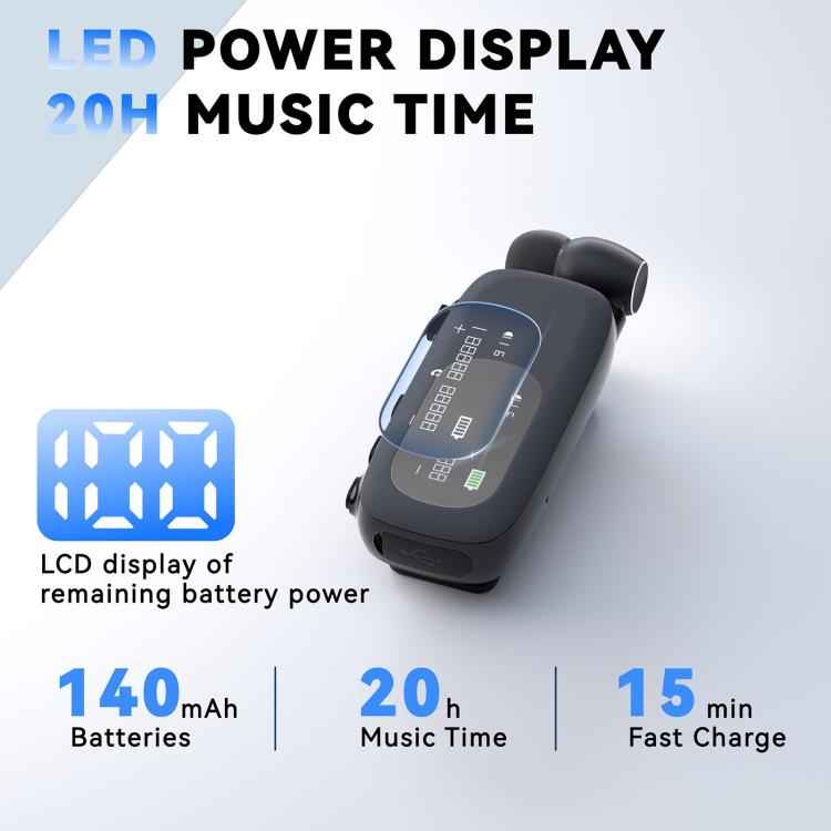 K75 Long Battery Life Business Collar Clip Type Single Ear Bluetooth Earphones