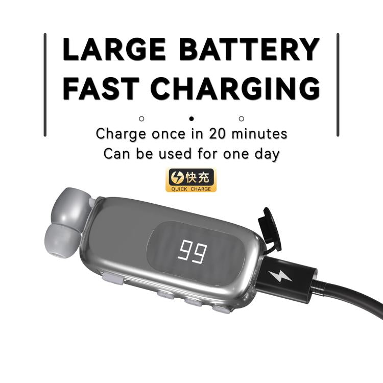 K75 Long Battery Life Business Collar Clip Type Single Ear Bluetooth Earphones