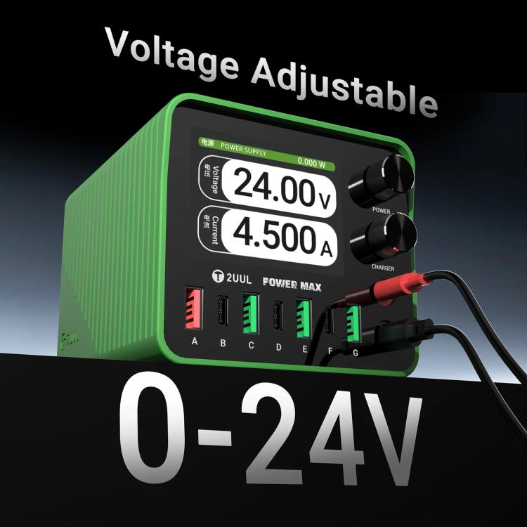 2UUL PC01 POWER MAX 200W Multi-Port Charger Adjustable Voltage Power Supply, US Plug, EU Plug