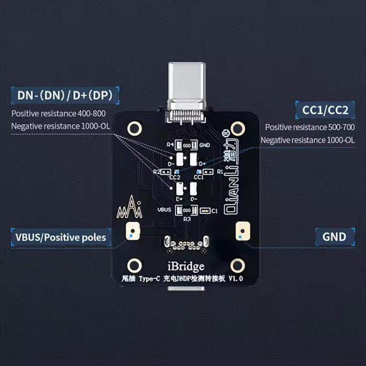 QianLi iBridge Tail Plug Charging DNDP Detection Epitaxial Board, Type-C, 8 Pin