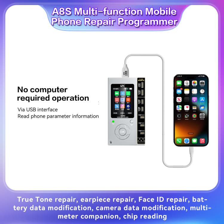 Programmateur de réparation de téléphone multifonction i2C A8S, hôte + carte True Tone 7-15 Pro Max, hôte + carte True Tone 12-15 Plus, hôte