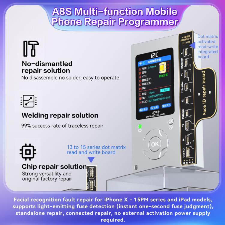 i2C A8S Multi-function Phone Repair Programmer, Host+7-15 Pro Max True Tone Board, Host+12-15 Plus True Tone Board, Host