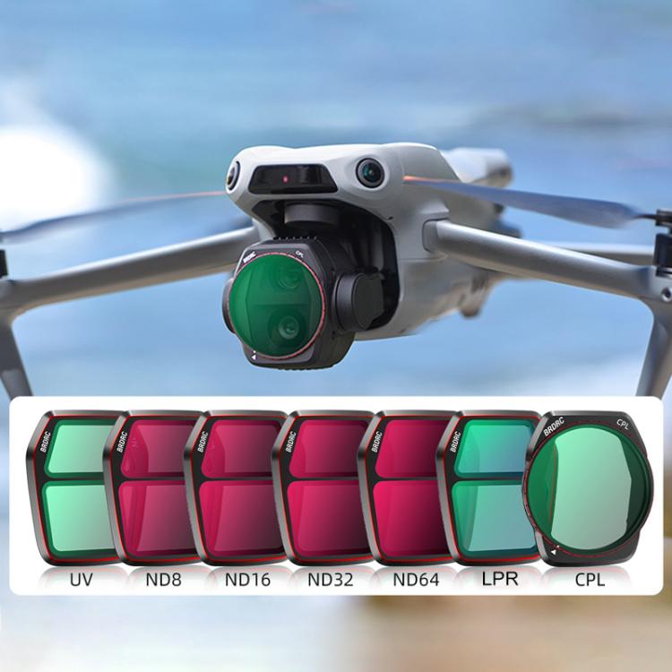 For DJI Air 3S BRDRC Camera Lens Filter, UV, CPL, ND8, ND16, ND32, ND64, NIGHT, 3 in 1 CPL UV ND16, 4 in 1 CPL ND16-64, 6 in 1 ND8-64 UV CPL