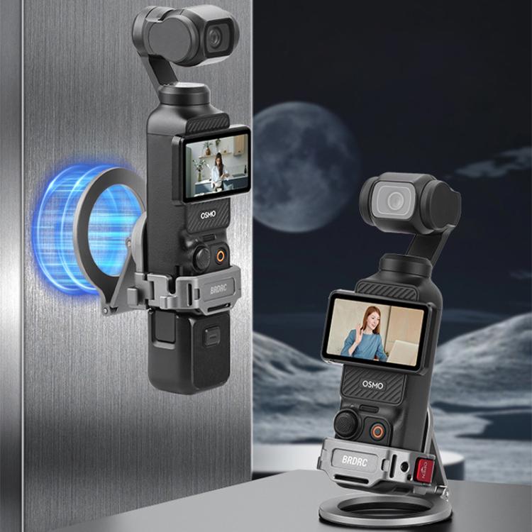 BRDRC Smartphone Teleprompter Stand Desktop Clamp Cold Shoe Extension Mount, For DJI Osmo Pocket 3 Dark Grey