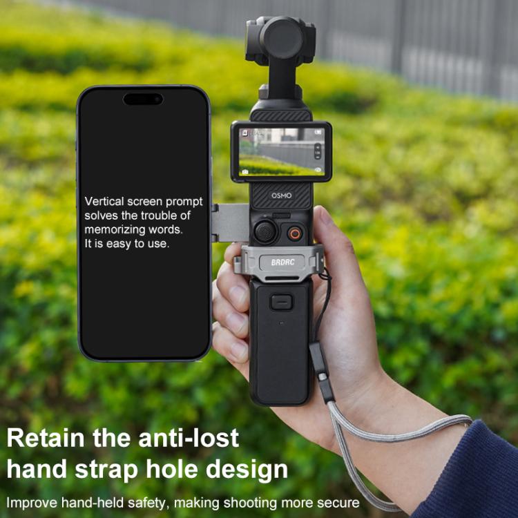 BRDRC Smartphone Teleprompter Stand Desktop Clamp Cold Shoe Extension Mount, For DJI Osmo Pocket 3 Dark Grey
