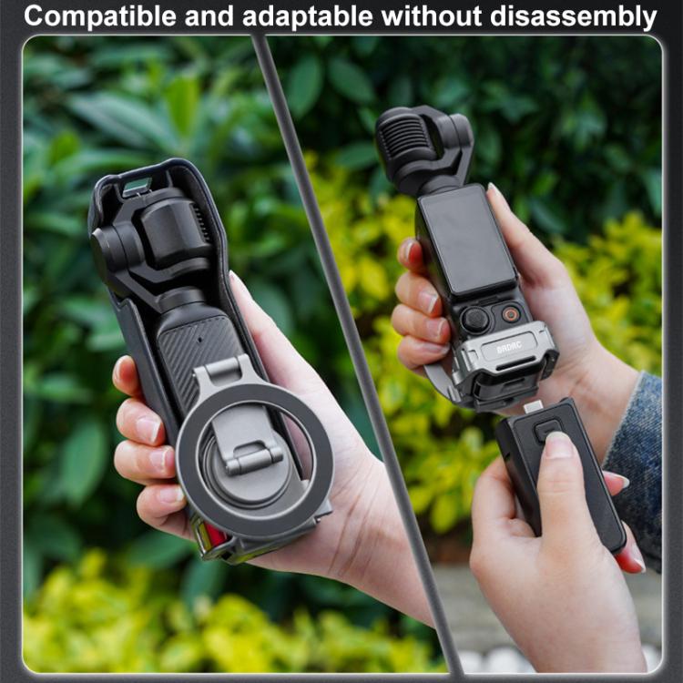 BRDRC Smartphone Teleprompter Stand Desktop Clamp Cold Shoe Extension Mount, For DJI Osmo Pocket 3 Dark Grey