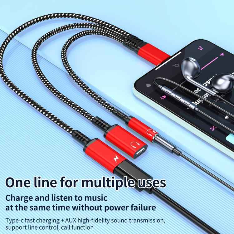 Type-C to 3.5mm and Type-C Charging Audio Adapter Cable