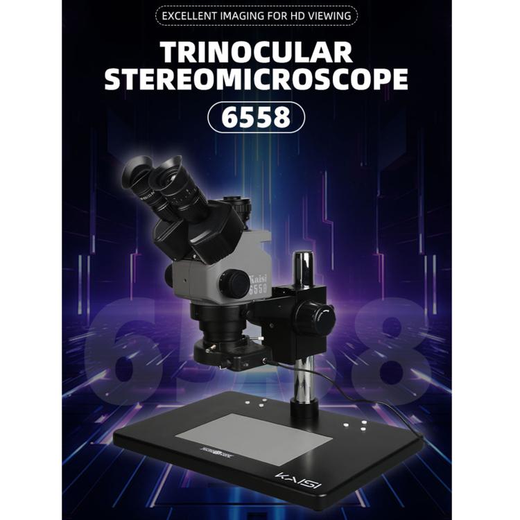 Kaisi 6558 6.5-58X Synchronous Zoom Trinocular Stereo Microscope, Kaisi 6558