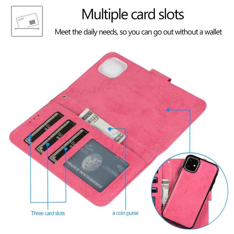 KLT888-2 Retro 2 in 1 Detachable Magnetic Horizontal Flip TPU + PU Leather Case with Holder & Card Slots & Photo Frame & Wallet, For iPhone 11, For iPhone 11 Pro, For iPhone 11 Pro Max, For iPhone 6, For iPhone 6 Plus, For iPhone SE 2022 / SE 2020 / 8 ...