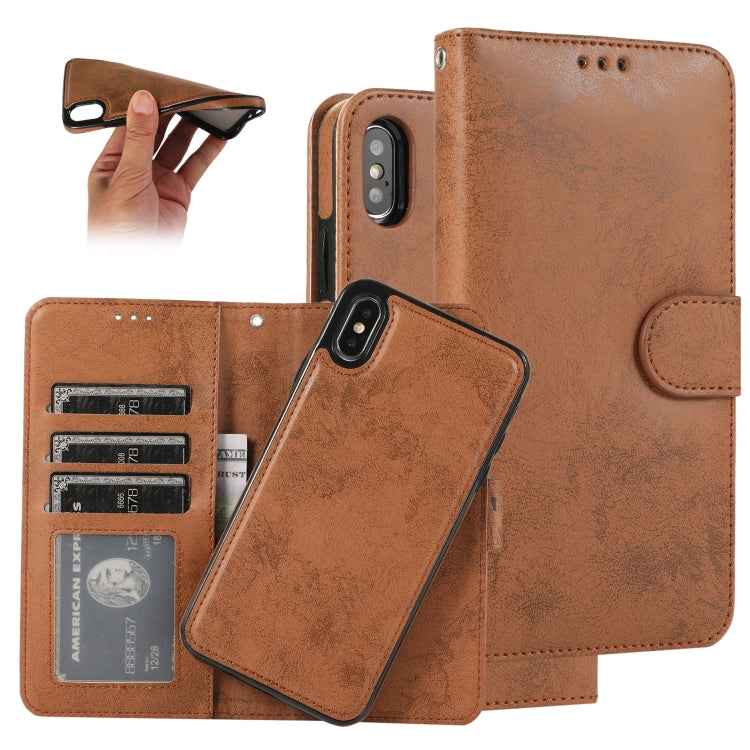 KLT888-2 Retro 2 in 1 Detachable Magnetic Horizontal Flip TPU + PU Leather Case with Holder & Card Slots & Photo Frame & Wallet, For iPhone XR, For iPhone XS Max, For iPhone 12 mini, For iPhone 12 / 12 Pro, For iPhone 12 Pro Max
