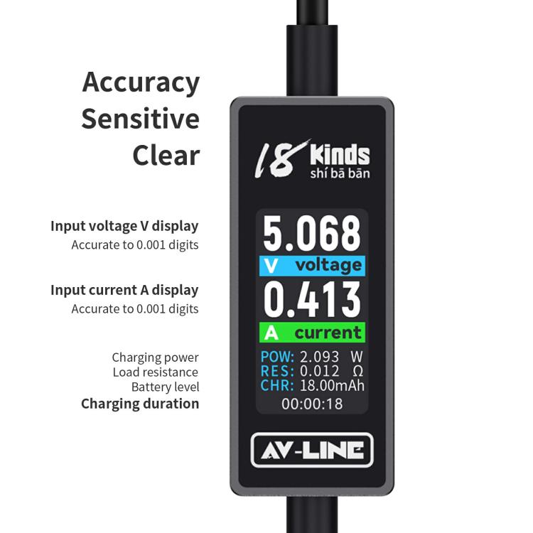 18 Kinds AV-Line 2.0 1.2m Intelligent Detection Charging Data Cable