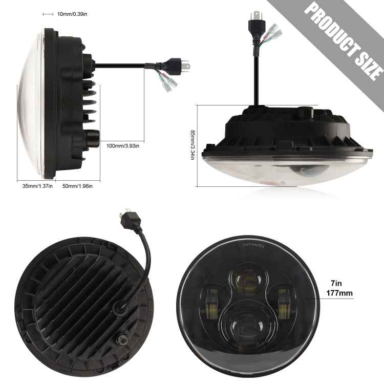 7 inch H4 / H13 DC 9V-30V 4000LM 6000K 40W 7 inch Car Round Shape LED Headlight Lamps for Jeep Wrangler