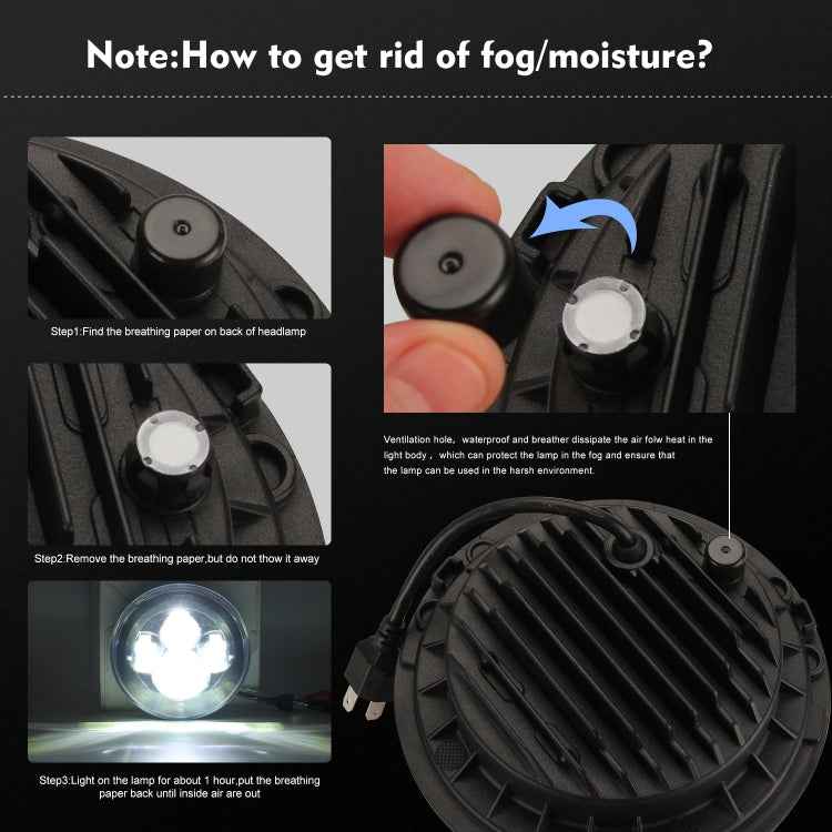 7 inch H4 / H13 DC 9V-30V 4000LM 6000K 40W 7 inch Car Round Shape LED Headlight Lamps for Jeep Wrangler