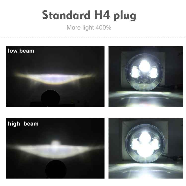 7 inch H4 / H13 DC 9V-30V 4000LM 6000K 40W 7 inch Car Round Shape LED Headlight Lamps for Jeep Wrangler