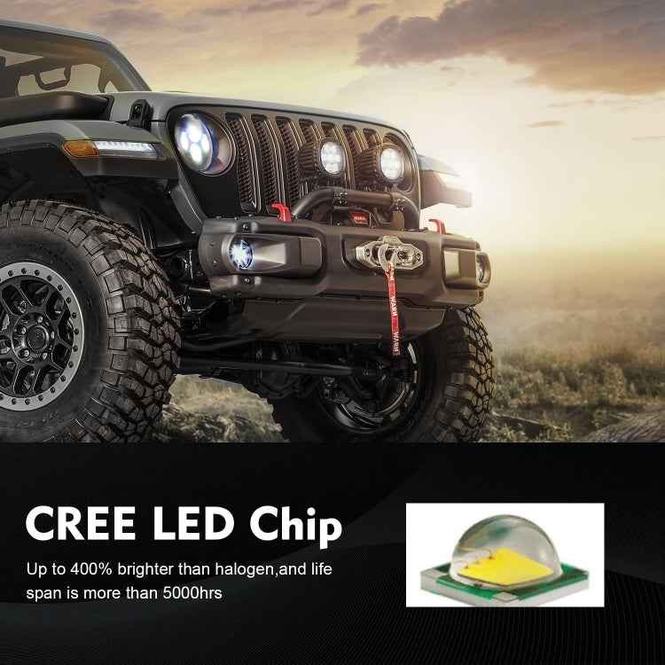 7 inch H4 / H13 DC 9V-30V 4000LM 6000K 40W 7 inch Car Round Shape LED Headlight Lamps for Jeep Wrangler